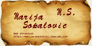 Marija Šopalović vizit kartica